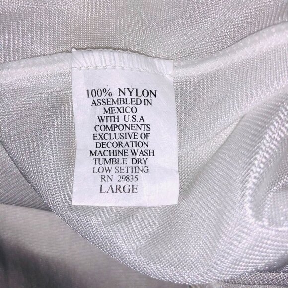 Vintage Womens L White Half Slip Lace Trim Elastic Waist Side Slit - Picture 8 of 9